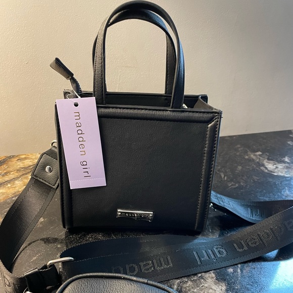 💖Bling Reversible Madden Girl Black Mini Tote Bag - Picture 3 of 10